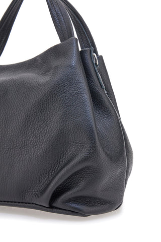 Schwarze Handtasche mit abnehmbarem Schultergurt, 100 % echtes Leder, neue Tasche 304