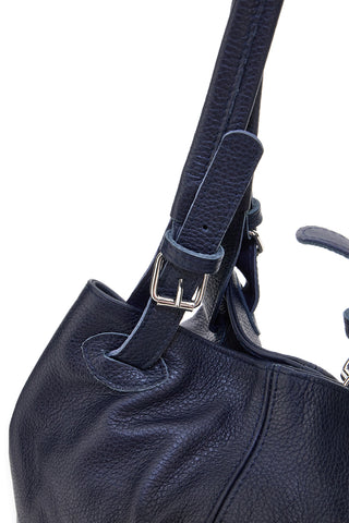 Blaue Schultertasche aus echtem Leder NB 021