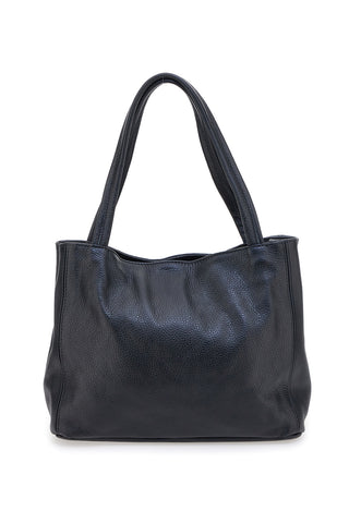 Borsa a spalla nera in vera pelle con doppio manico NEW BAG 022