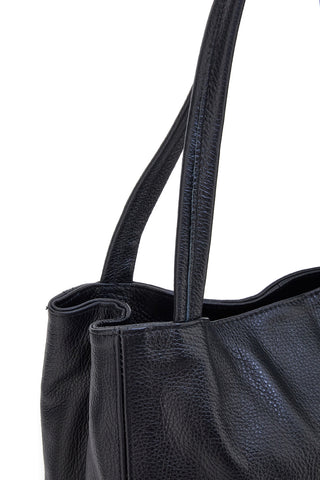 Schwarze Schultertasche aus echtem Leder mit Doppelgriff, NEUE TASCHE 022