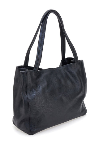 Schwarze Schultertasche aus echtem Leder mit Doppelgriff, NEUE TASCHE 022