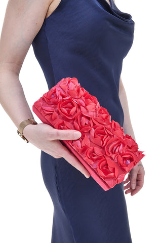 Pochette Fuxia con Fiori Applicati e Catena Dorata Removibile COVERI COLLECTION 0149-A