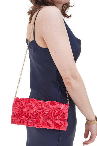 Pochette Fuxia con Fiori Applicati e Catena Dorata Removibile COVERI COLLECTION 0149-A