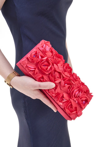 Pochette Fuxia con Fiori Applicati e Catena Dorata Removibile COVERI COLLECTION 0149-A