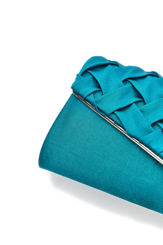 Smaragdgrüne Clutch mit gewebtem Kettenschulterriemen Coveri 0149 D