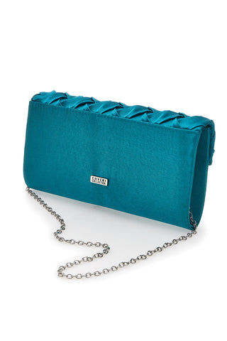 Smaragdgrüne Clutch mit gewebtem Kettenschulterriemen Coveri 0149 D