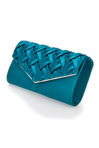 Smaragdgrüne Clutch mit gewebtem Kettenschulterriemen Coveri 0149 D