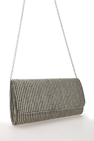 Pochette Effetto Paglia Intrecciata Bianca e Nera COVERI COLLECTION 0149-H