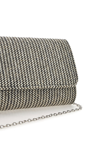 Pochette Effetto Paglia Intrecciata Bianca e Nera COVERI COLLECTION 0149-H