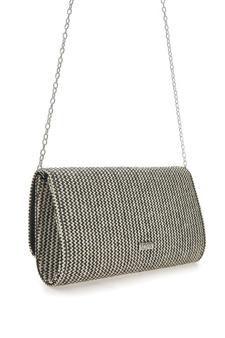 Pochette Effetto Paglia Intrecciata Bianca e Nera COVERI COLLECTION 0149-H