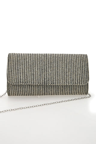 Pochette Effetto Paglia Intrecciata Bianca e Nera COVERI COLLECTION 0149-H