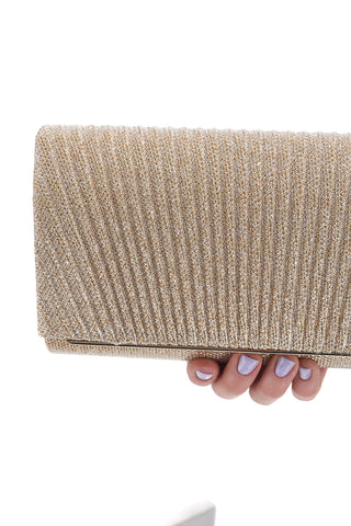 Pochette Dorata Rigida Plissé Effetto Glitter con Chiusura Magnetica COVERI COLLECTION 0149-N