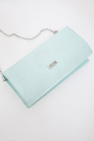 Borsa da sera azzurra a mano con tracolla rimovibile COVERI COLLECTION SERA 099