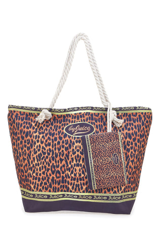 Borsa mare leopardata con manici corda Juice ITACA