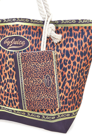 Borsa mare leopardata con manici corda Juice ITACA
