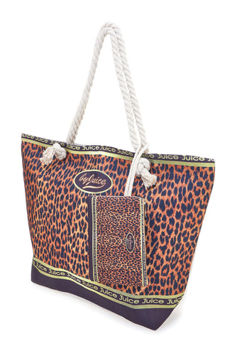 Borsa mare leopardata con manici corda Juice ITACA