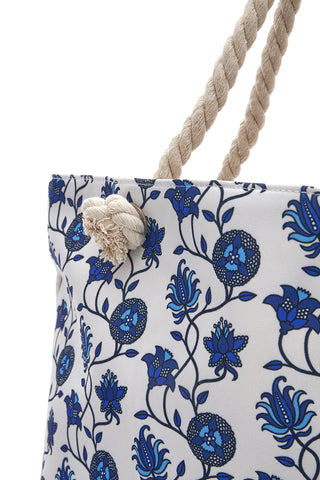 Borsa mare con pochette fantasia blu bianco Juice Santorini 0169