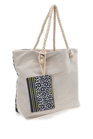 Borsa mare con pochette fantasia nero bianco Juice Rodi 0169