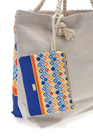 Borsa mare con pochette fantasia multicolore Juice Ischia 0169