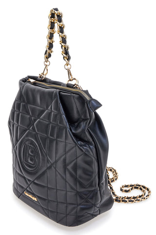 Laura Biagiotti LB25W-261-3 Schwarzer gesteppter Kettenrucksack