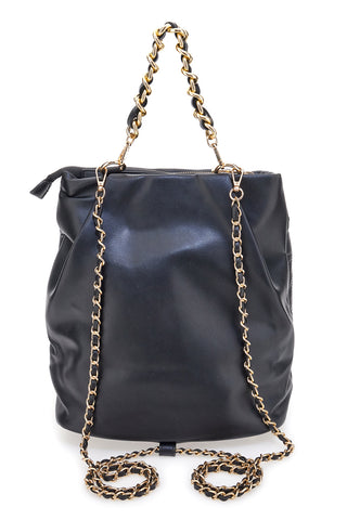 Laura Biagiotti LB25W-261-3 Schwarzer gesteppter Kettenrucksack