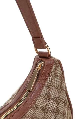 Borsa logata marrone a spalla con dettaglio logo Laura Biagiotti LB25W-255-7