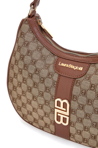 Borsa logata marrone a spalla con dettaglio logo Laura Biagiotti LB25W-255-7