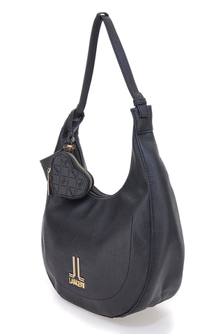 Borsa hobo nera con portamonete a cuore Lancetti LL25W-100-3