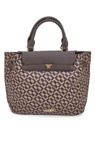 Lancetti LL25W-107-1 Braune Handtasche mit geometrischem Muster