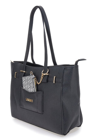 Borsa shopping nera con pochette logata Lancetti LL25W-106-2