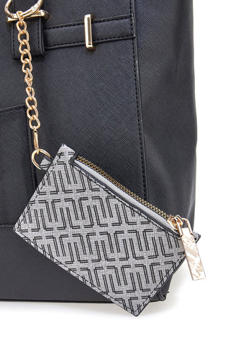 Borsa shopping nera con pochette logata Lancetti LL25W-106-2