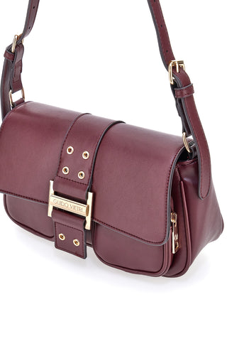 Borsa a tracolla bordeaux con tasche frontali Guido Vietri K30,365,B016