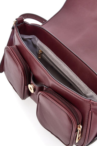 Borsa a tracolla bordeaux con tasche frontali Guido Vietri K30,365,B016