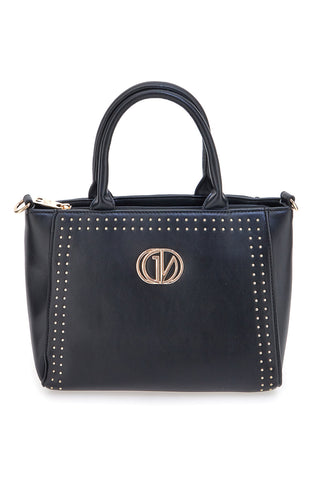 Borsa a mano nera con borchie e tracolla Guido Vietri K30,374,B016