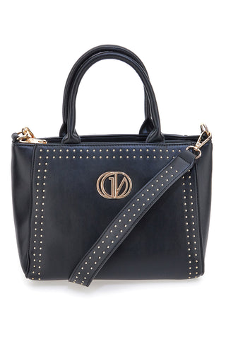 Borsa a mano nera con borchie e tracolla Guido Vietri K30,374,B016