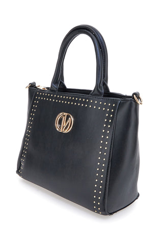 Borsa a mano nera con borchie e tracolla Guido Vietri K30,374,B016