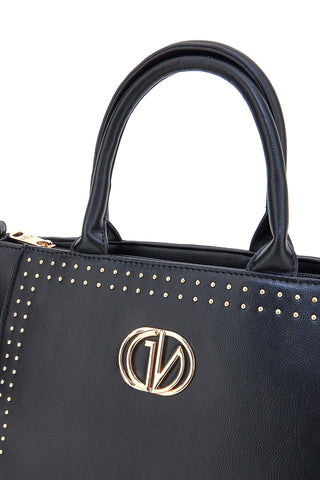 Guido Vietri K30,374,B016 Schwarze Nietenhandtasche mit Schulterriemen