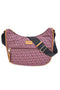 Burgunderrote Schultertasche mit Logoprint, Baumwollgürtel K19,048,B012