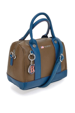 Borsa marrone e blu con doppi manici Cotton Belt K19,045,B028