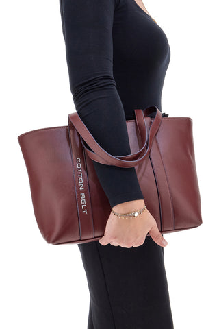 Burgunderfarbene Einkaufstasche mit Innentaschen Cotton Belt K19.040.009