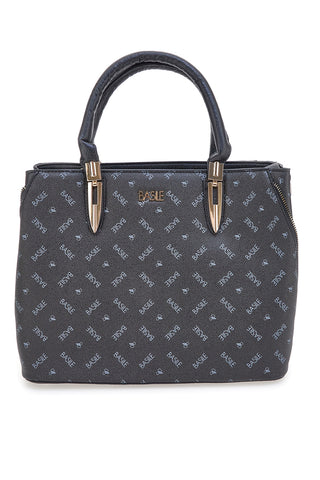 Borsa a mano nera con stampa logata e tracolla Basile Class BA1149LOG