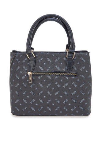 Borsa a mano nera con stampa logata e tracolla Basile Class BA1149LOG