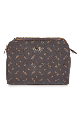 Borsa a tracolla marrone con stampa logata Basile Class BA1274LOG