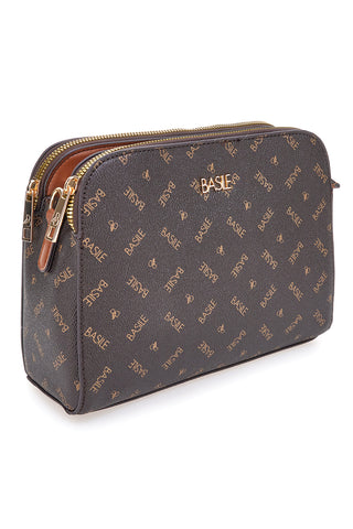 Borsa a tracolla marrone con stampa logata Basile Class BA1274LOG