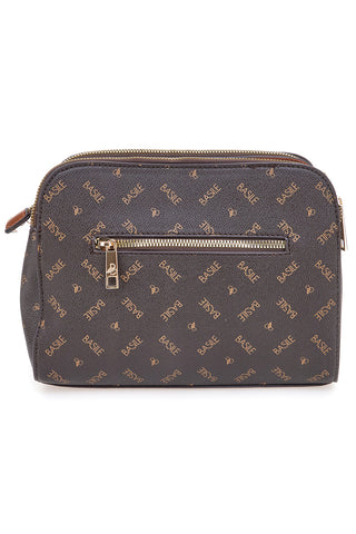 Borsa a tracolla marrone con stampa logata Basile Class BA1274LOG