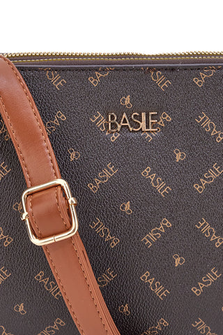 Borsa a tracolla marrone con stampa logata Basile Class BA1274LOG
