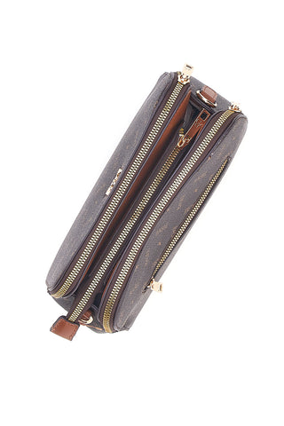 Borsa a tracolla marrone con stampa logata Basile Class BA1274LOG