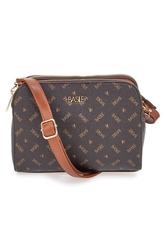 Borsa a tracolla marrone con stampa logata Basile Class BA1274LOG