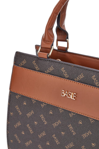 Borsa marrone con doppi manici Basile BA1146LOG
