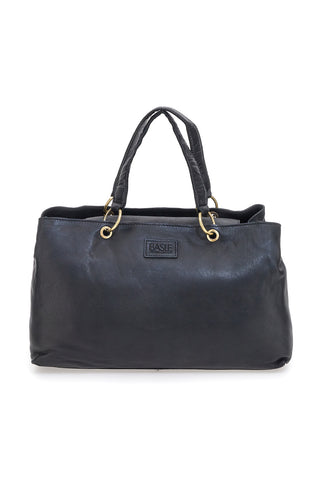 Borsa a mano nera in vera pelle con zip posteriore Basile BA3672DX